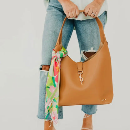 Haddie Hobo Vegan Leather Tote Camel