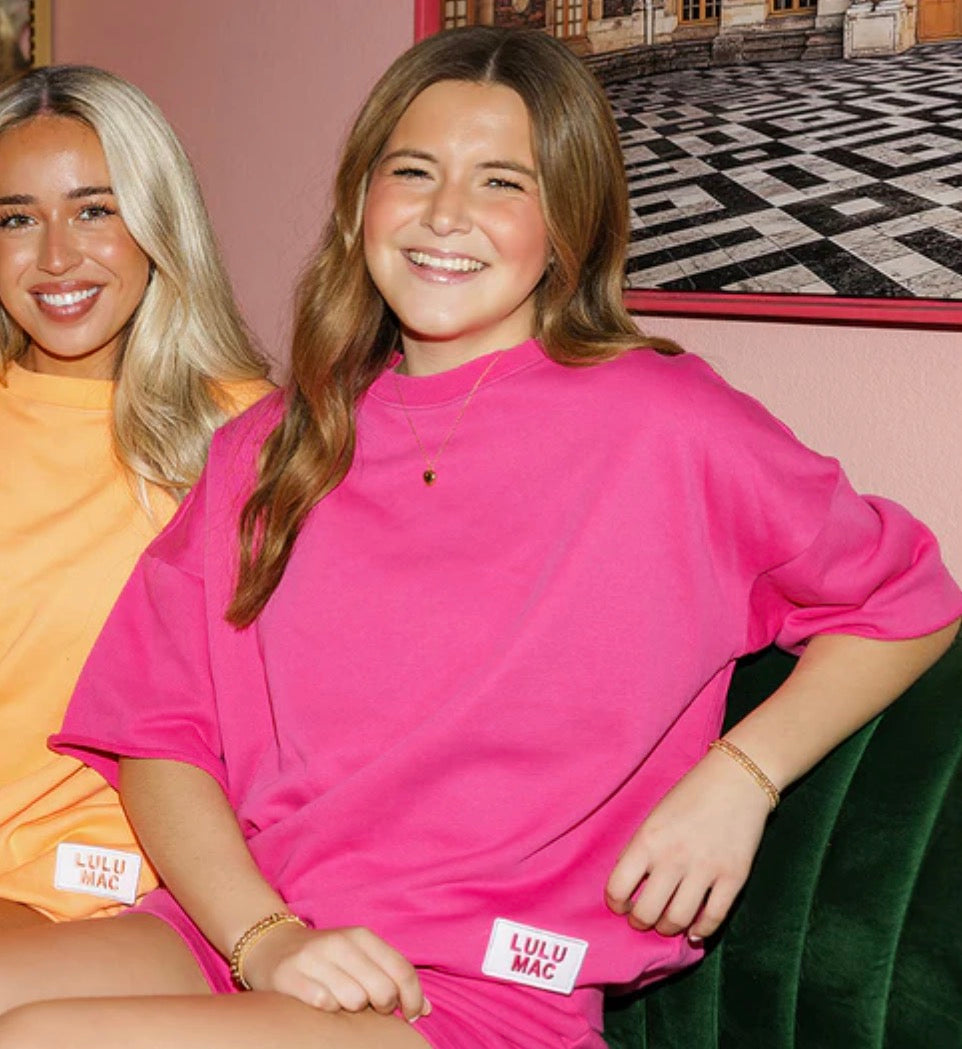 Lulu Mac Terry Cloth Short Sleeve Hot Pink