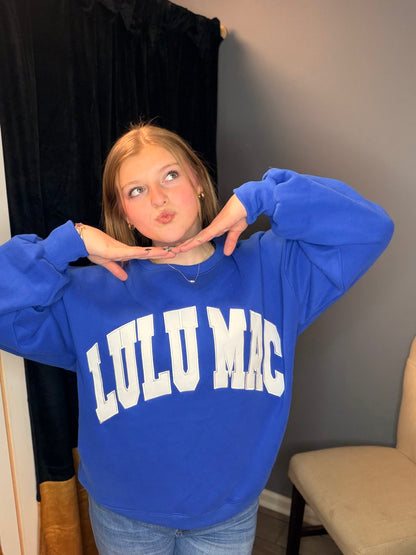 Lulu Mac Royal Blue with White Stitch Sweater