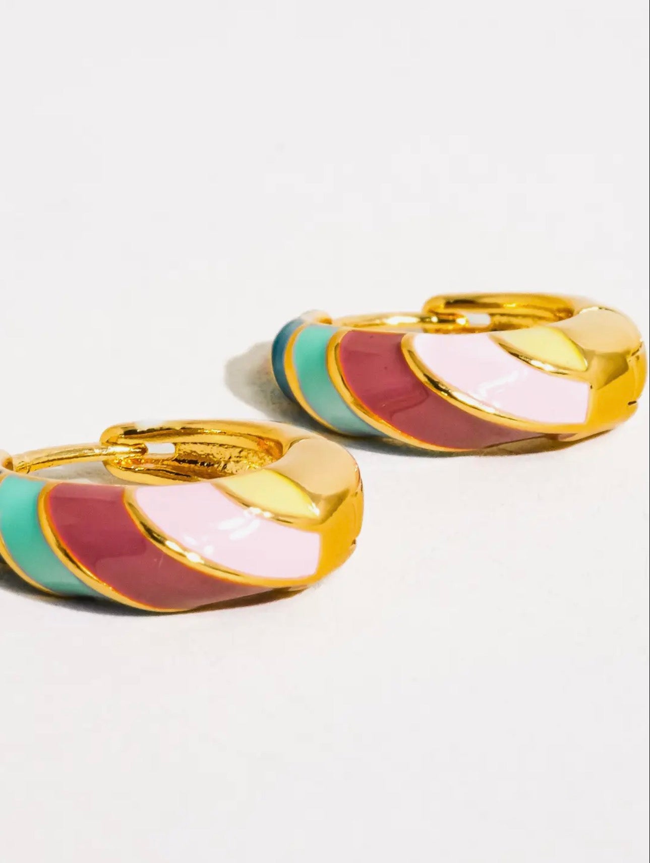 Paloma 18K Gold Non-Tarnish Colorful Striped Hoops