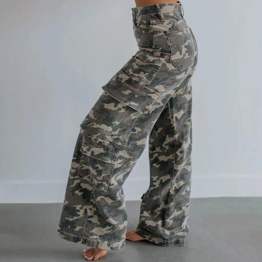 High Rise Cargo Camo Jean