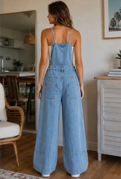 Christie’s Wide-Leg Denim Overalls