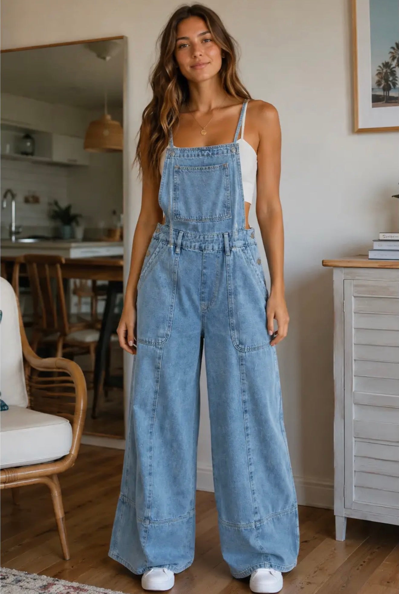 Christie’s Wide-Leg Denim Overalls