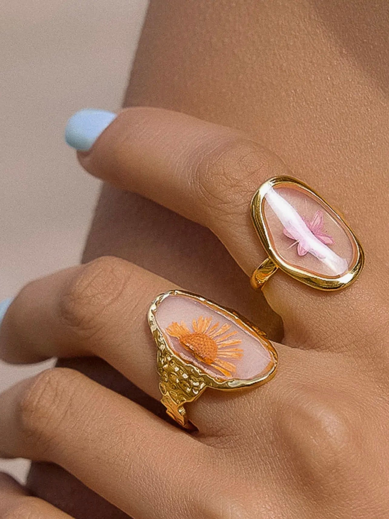 Flint 18K Gold Non-Tarnish Pink Floral Ring