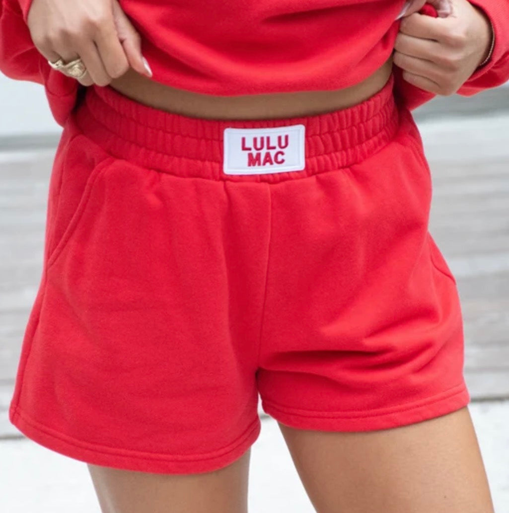 Lulu Mac Terrycloth Shorts Red
