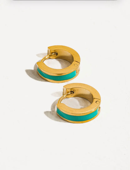 Ella 18k Gold Non-Tarnish Turquoise Hoop Earring