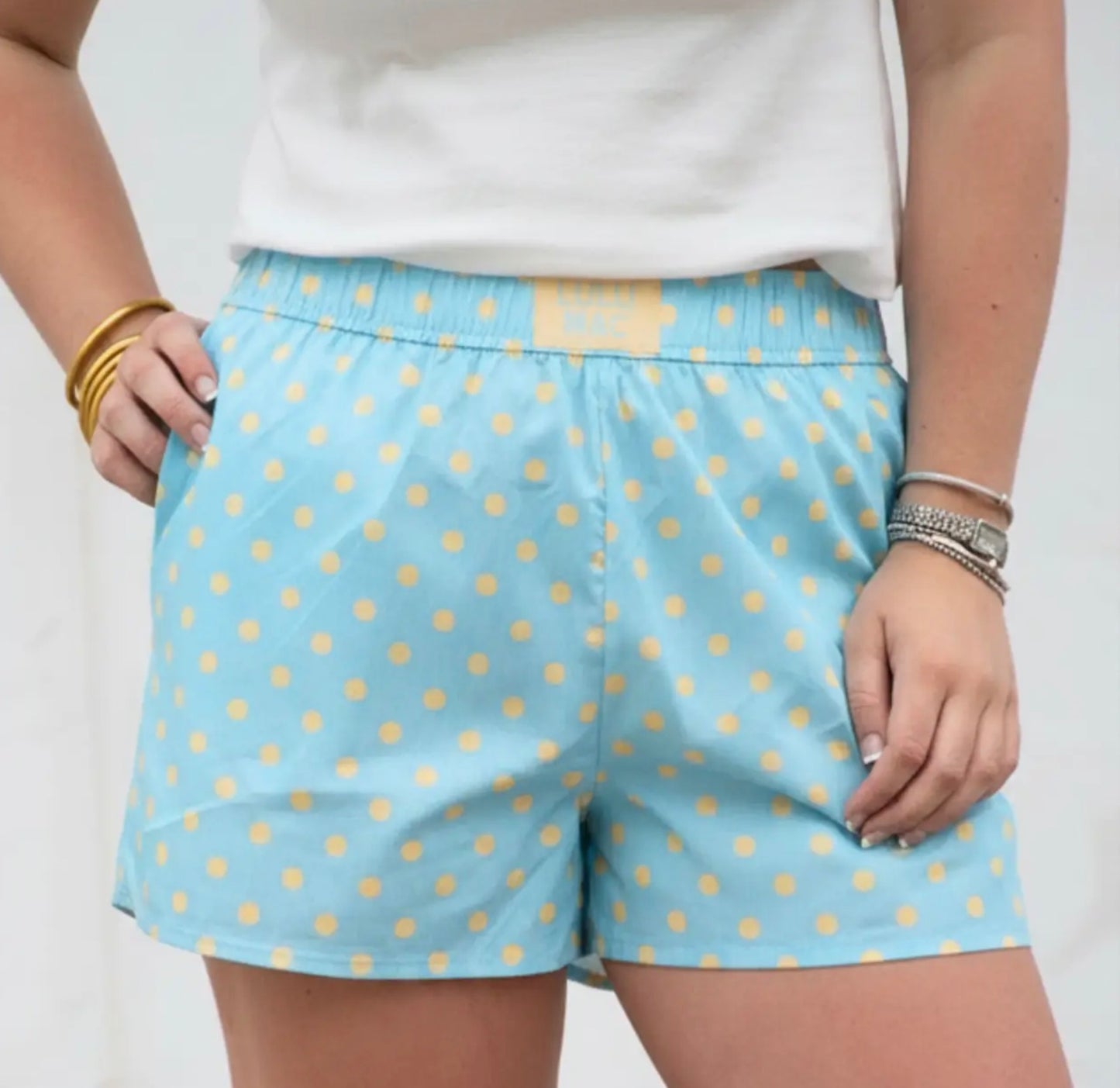 Lulu Mac Light Blue/Yellow Polka Dot Boxers