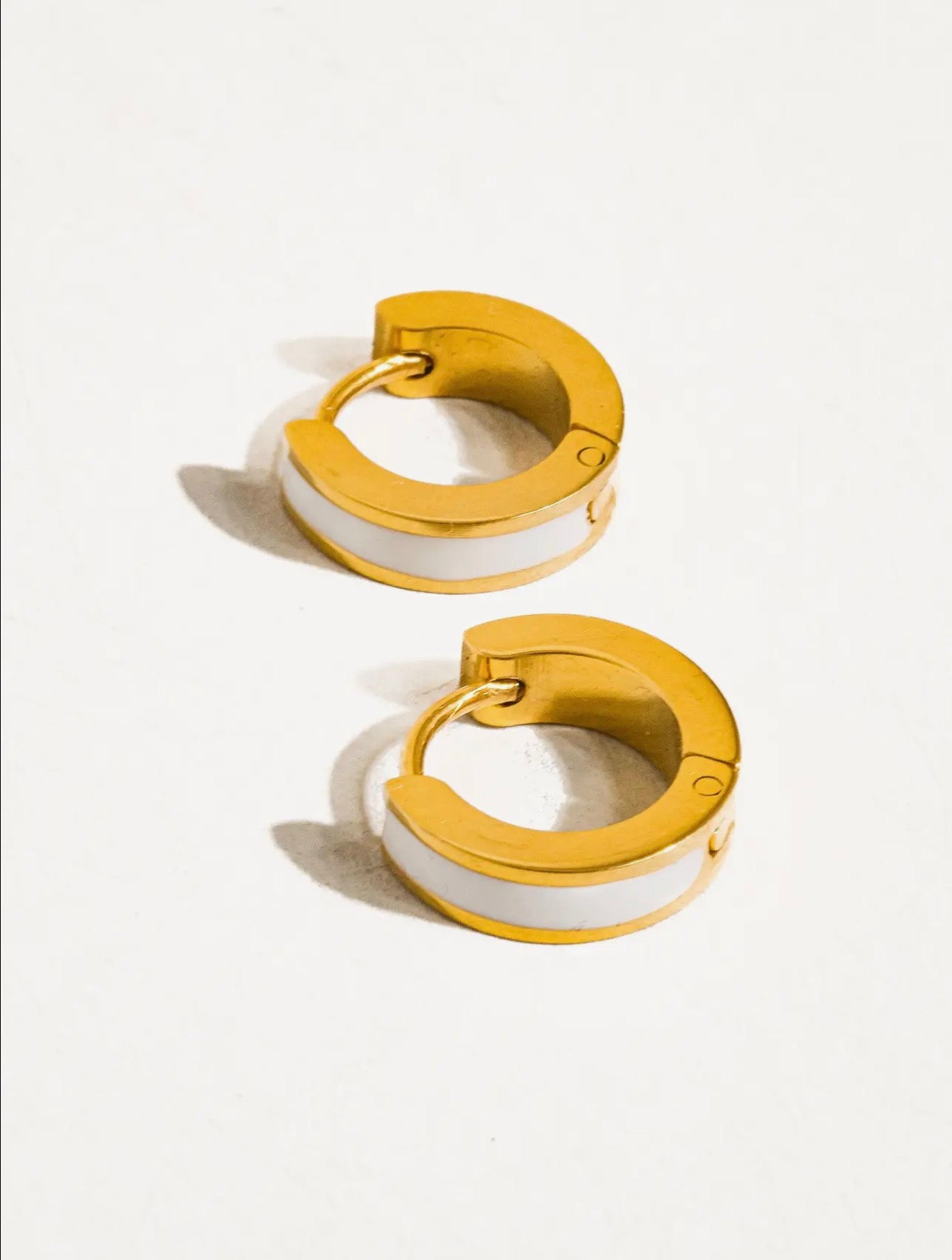 Ella 18k Gold Non-Tarnish White Hoop Earring