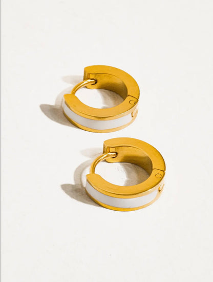 Ella 18k Gold Non-Tarnish White Hoop Earring