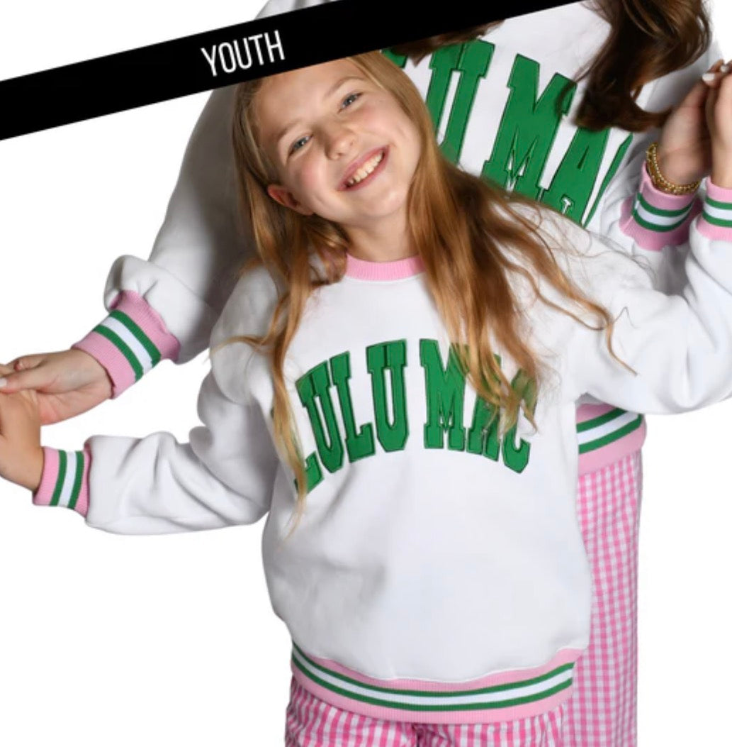 Youth Lulu Mac White with Green Sweater