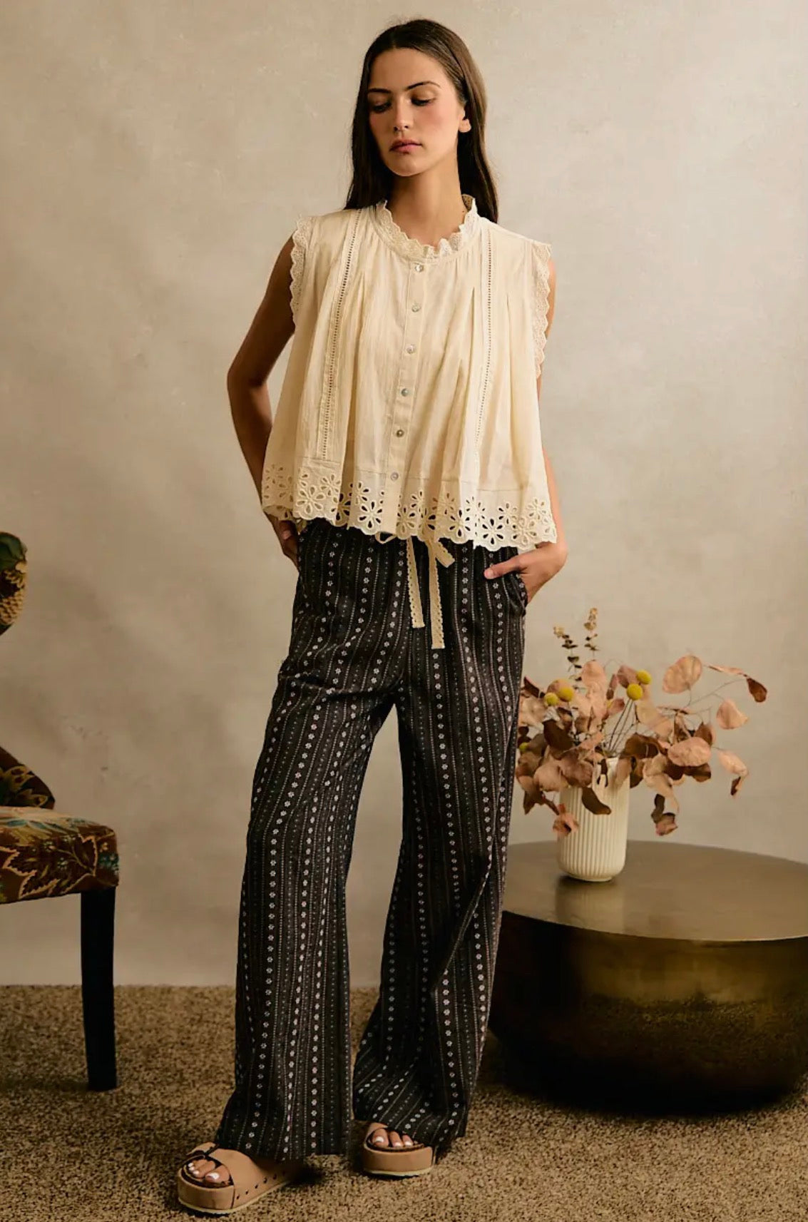 Kinzlee Eyelit Lace Top