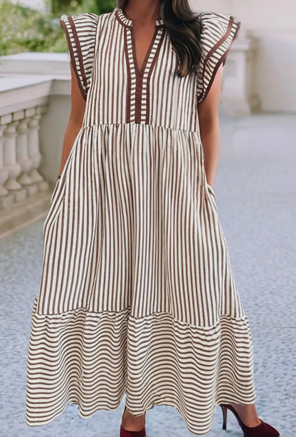 Spring in Grace Stripe Ruffle Dress