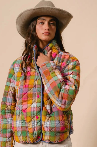 Vintage Quilted Jacket with Pockets