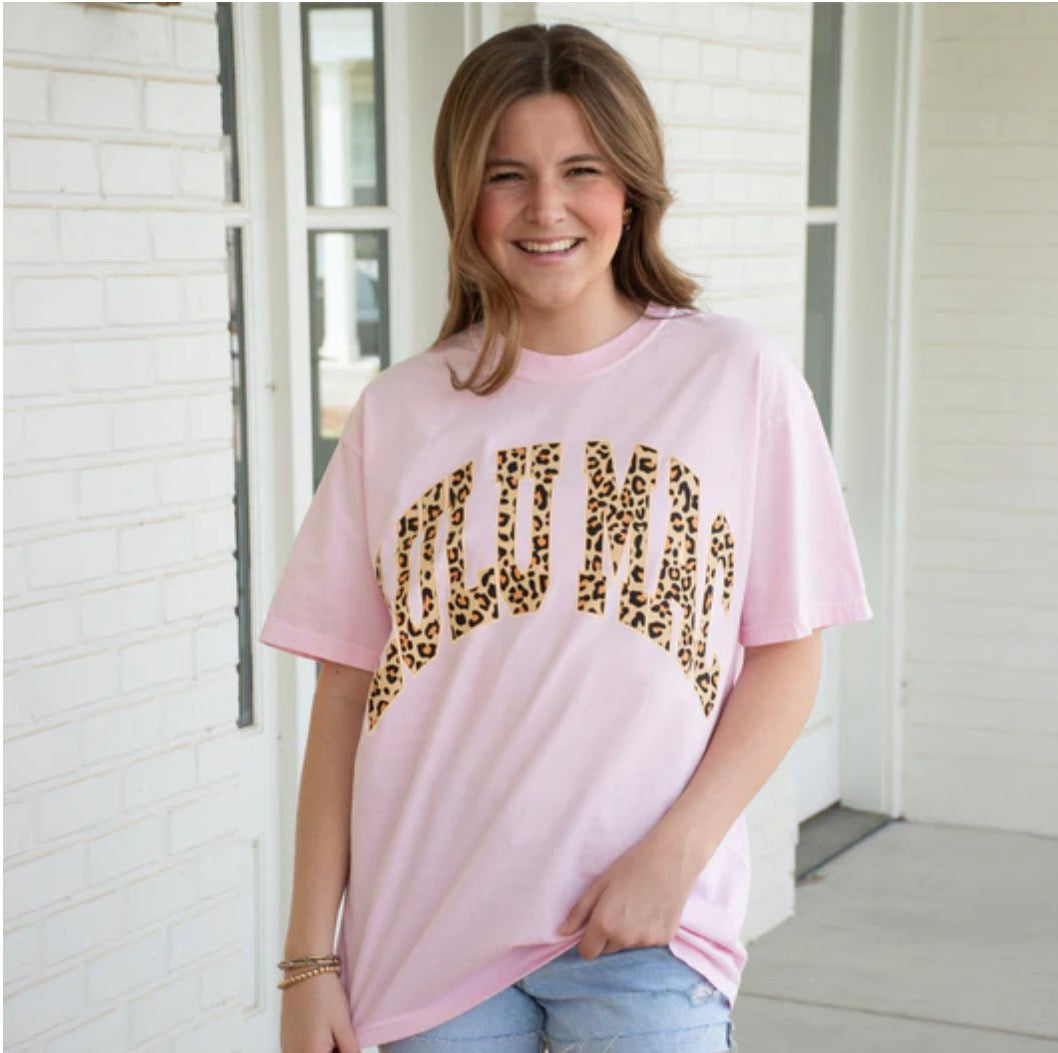 Lulu Mac Leopard Tee In Pink