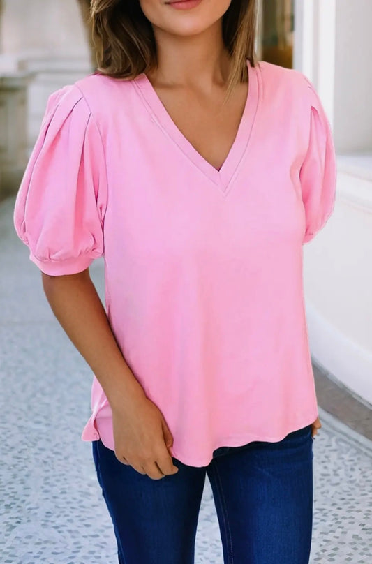 Haley Bubble Blouse In Pink
