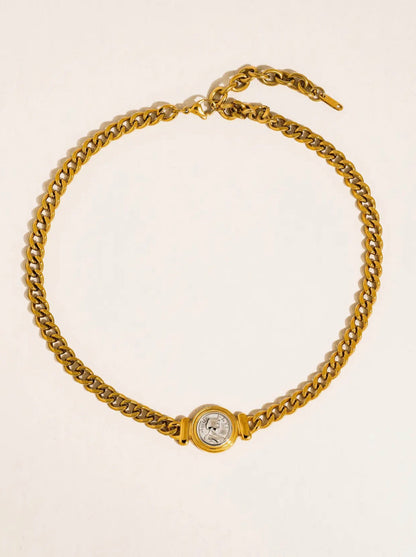 Parisse Radiance 18K Gold Coin Pendant Necklace