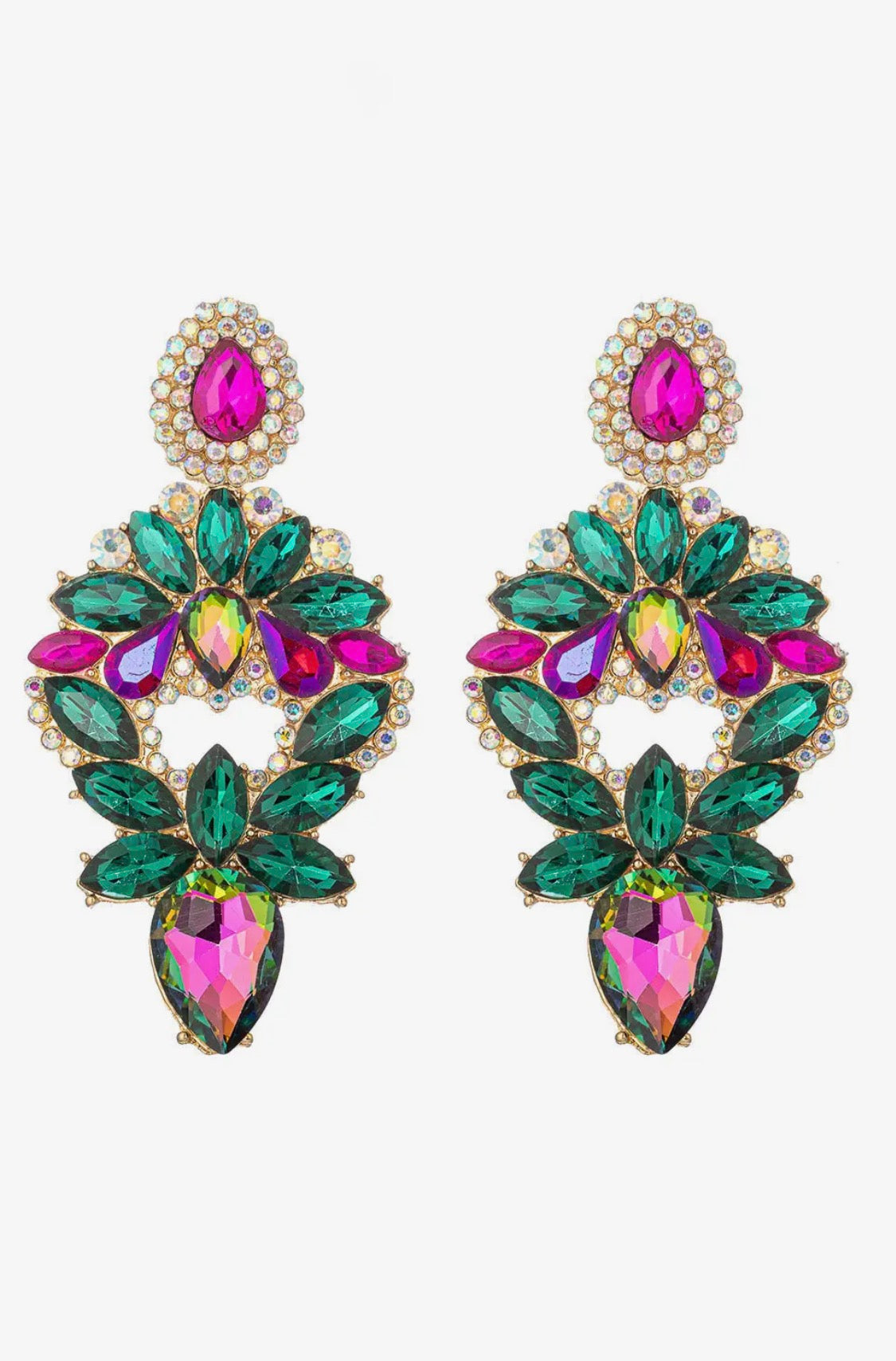 Emerald Amethyst Statement Earrings