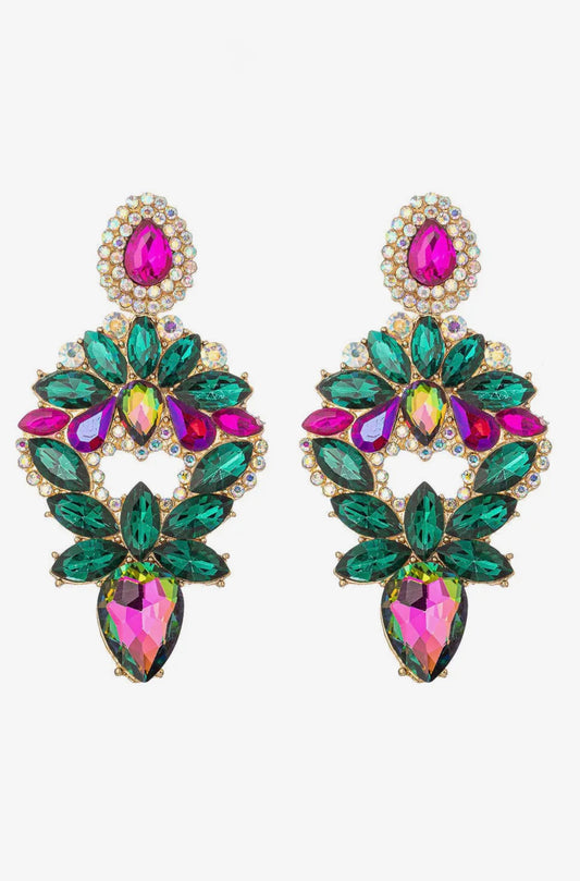 Emerald Amethyst Statement Earrings