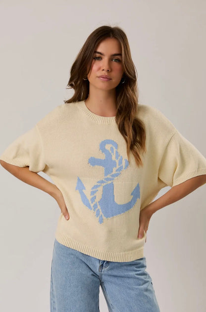 Sunny Seas Anchor Sweater Top