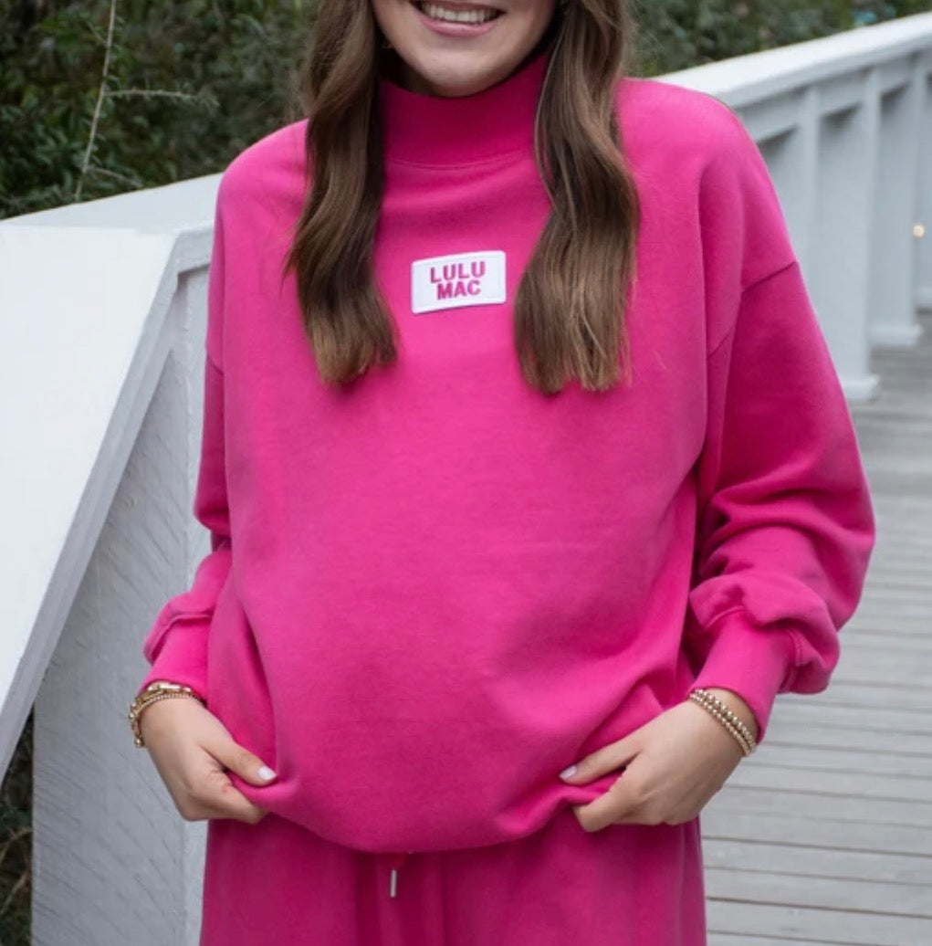 Lulu Mac Longsleeve Terry Cloth Top Hot Pink