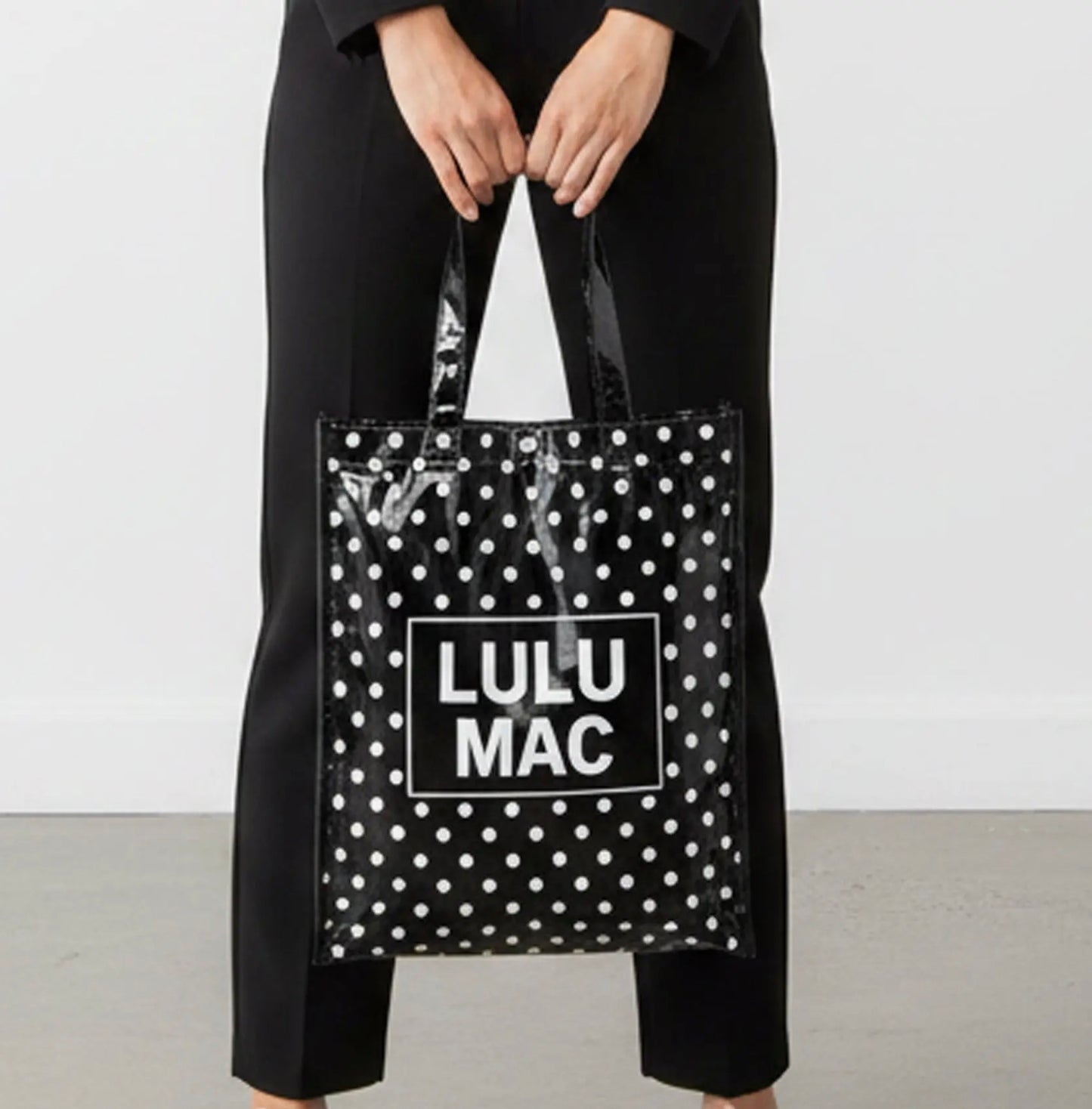 Lulu Mac Reusable Tote Black/White Polka Dots