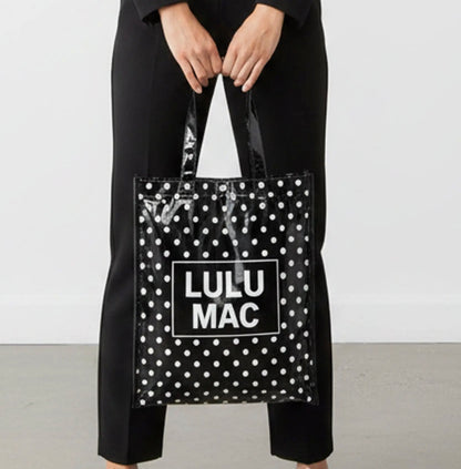 Lulu Mac Reusable Tote Black/White Polka Dots