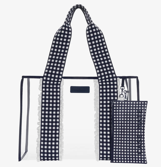 Case-Mate Navy Gingham Eyelit Ruffle Jelly Tote