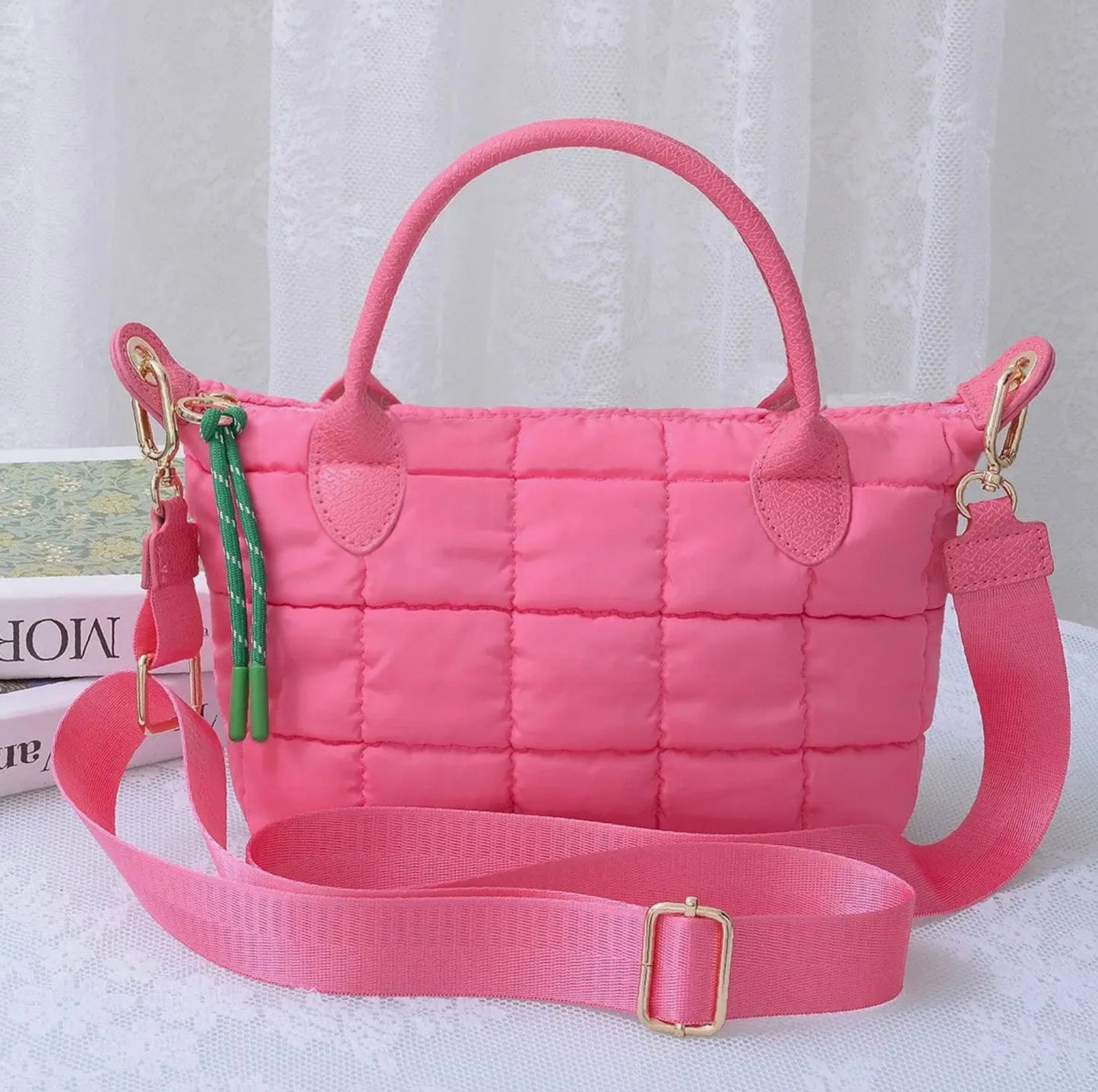 Quilted Puffer Crossbody in HOT Pink 💖
