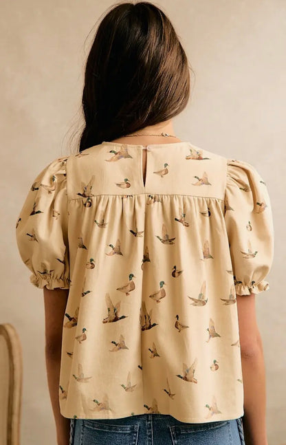 Magnolia Mallard Puff Sleeve Top