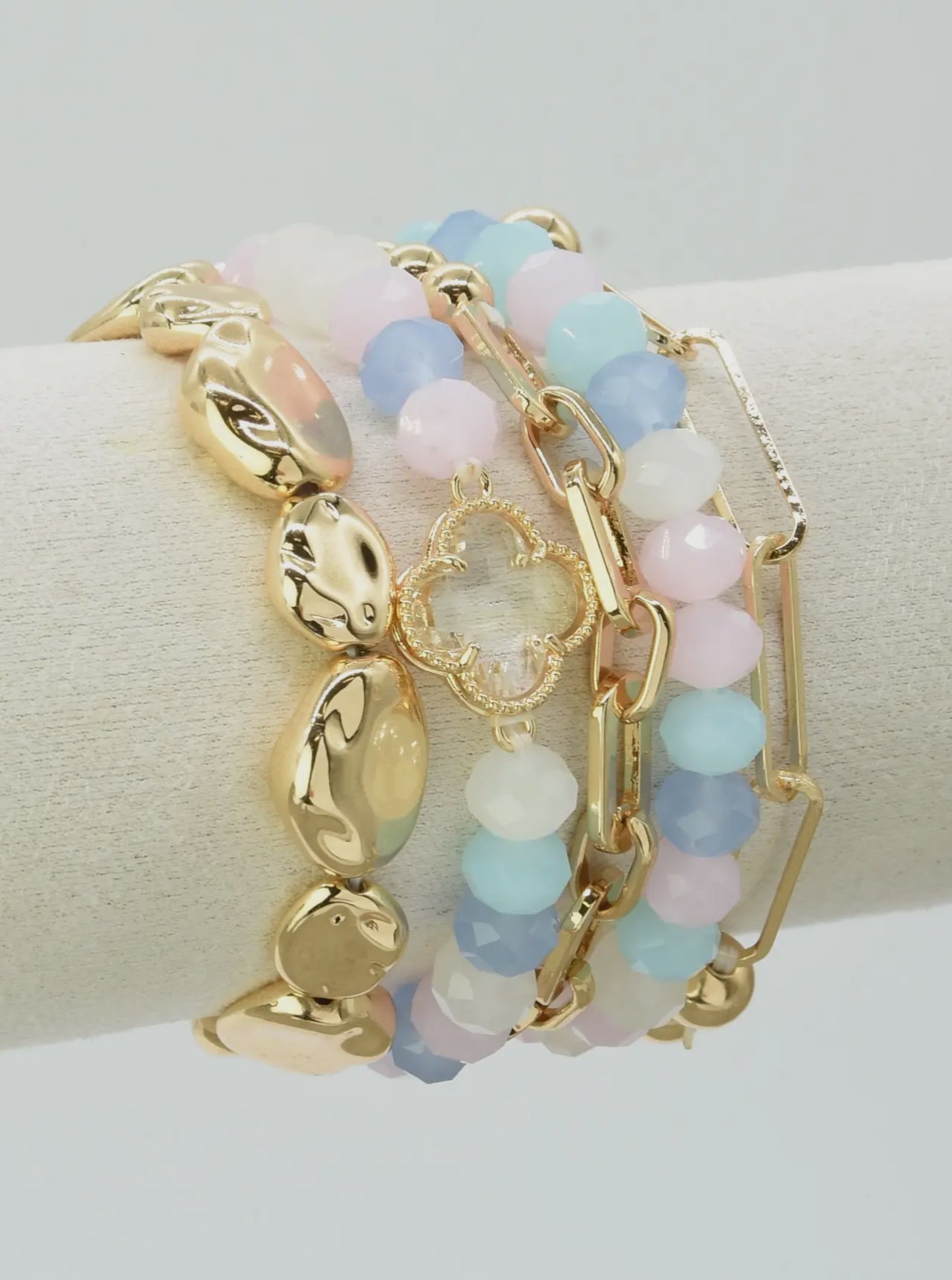 Beaded Clover Pastel Bracelet Bundle
