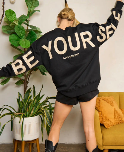 Be Yourself Oversized Graphic Sweatshirt