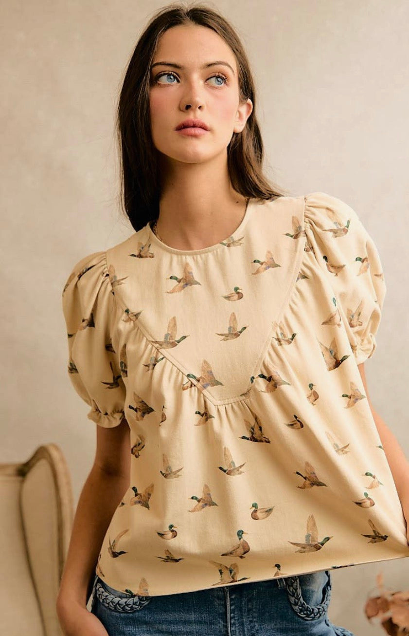 Magnolia Mallard Puff Sleeve Top