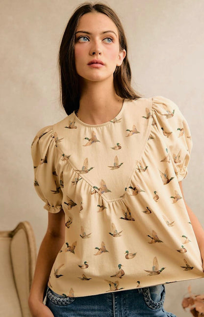 Magnolia Mallard Puff Sleeve Top