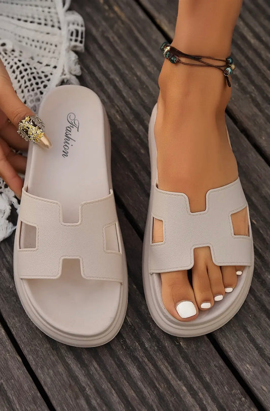 Platform Cutout Sandal In Beige