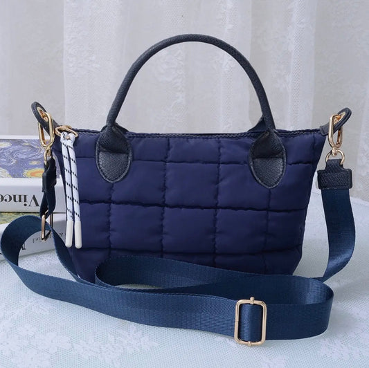Quilted Puffer Crossbody in Navy