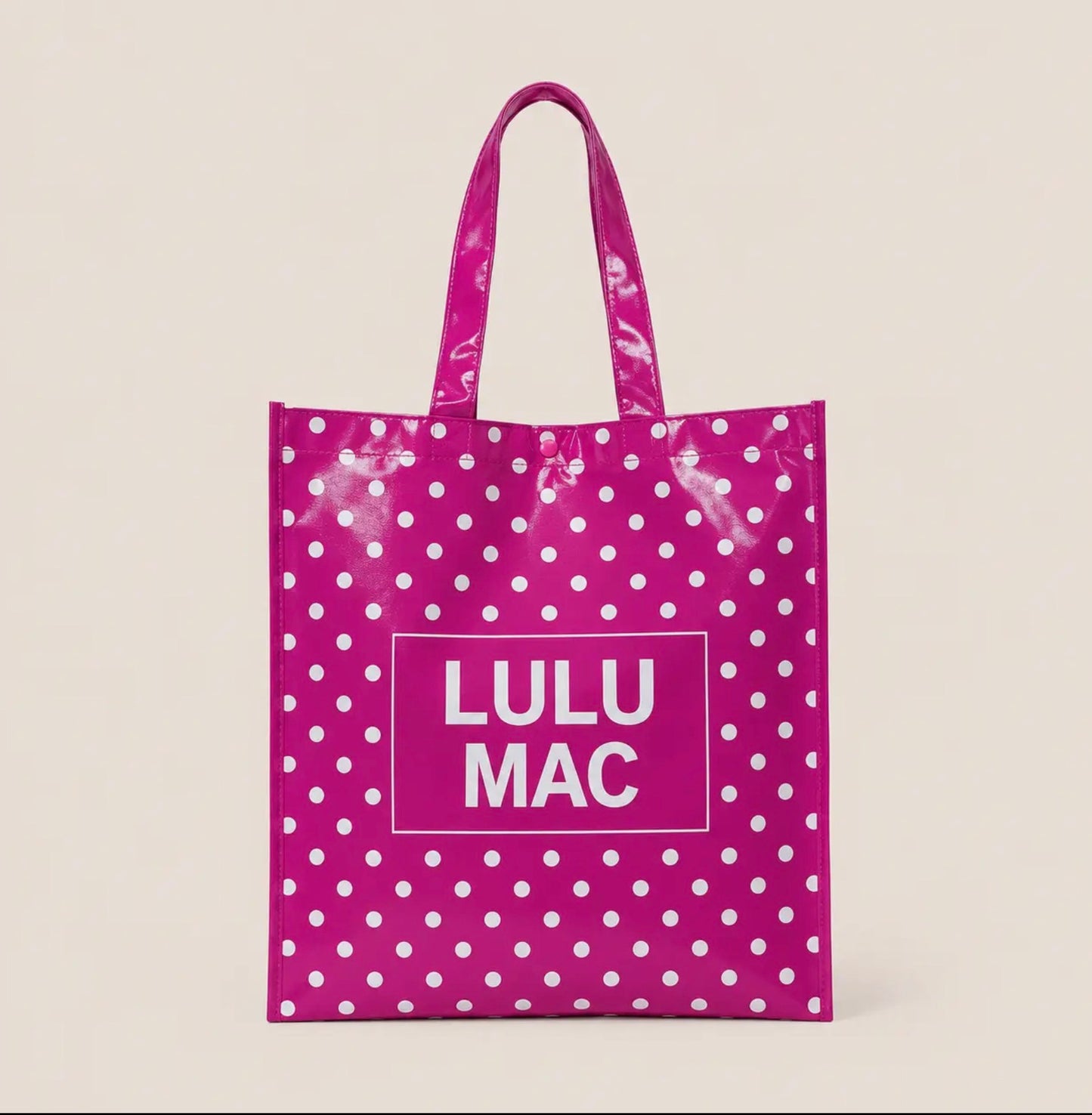 Lulu Mac Reusable Tote Bright Pink/White Polka Dots