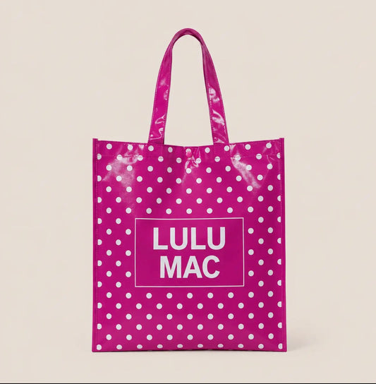 Lulu Mac Reusable Tote Bright Pink/White Polka Dots
