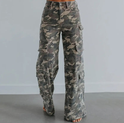 High Rise Cargo Camo Jean