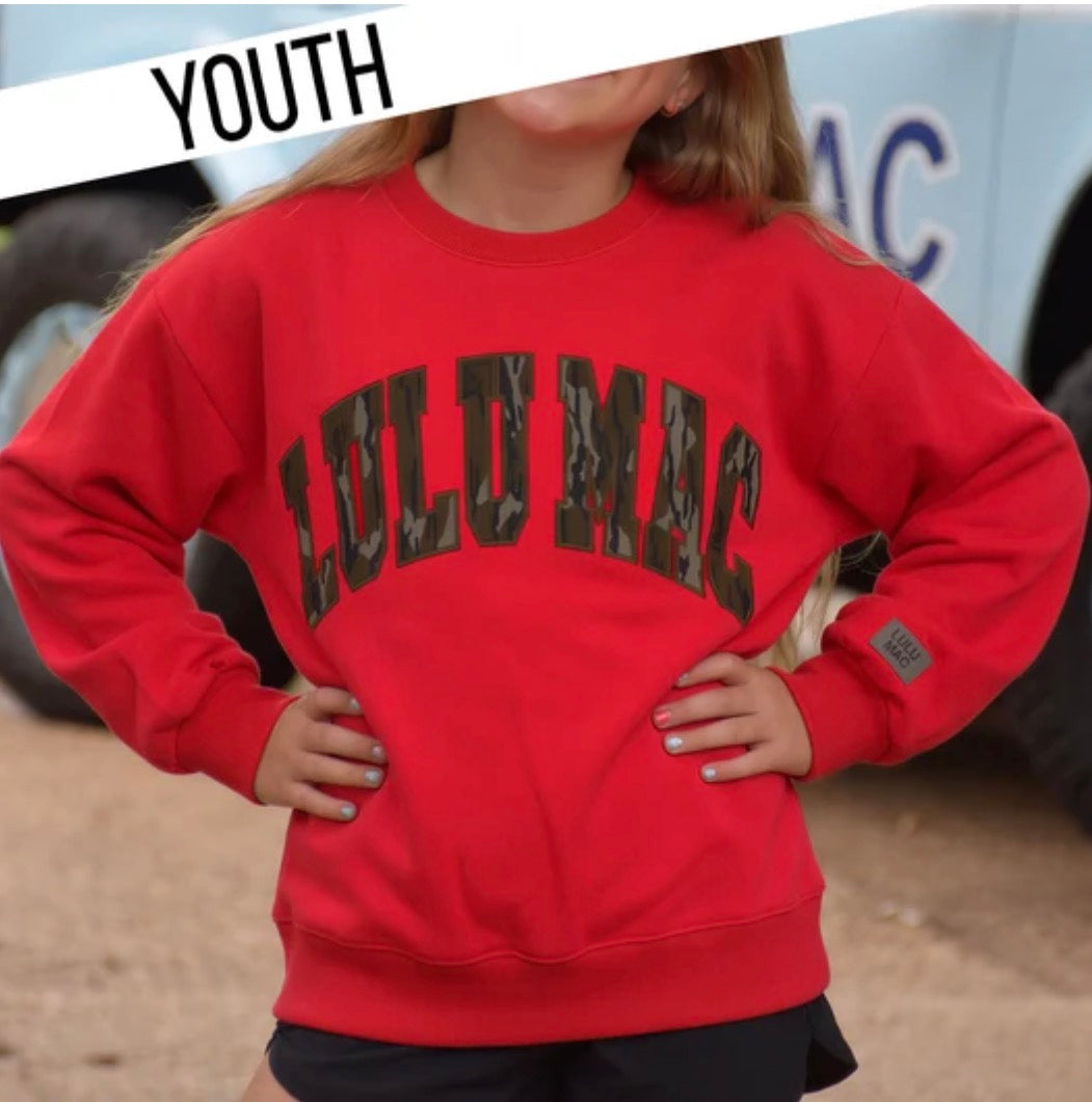 Lulu Mac/Mossy Oak Youth Red Camo Sweatshirts