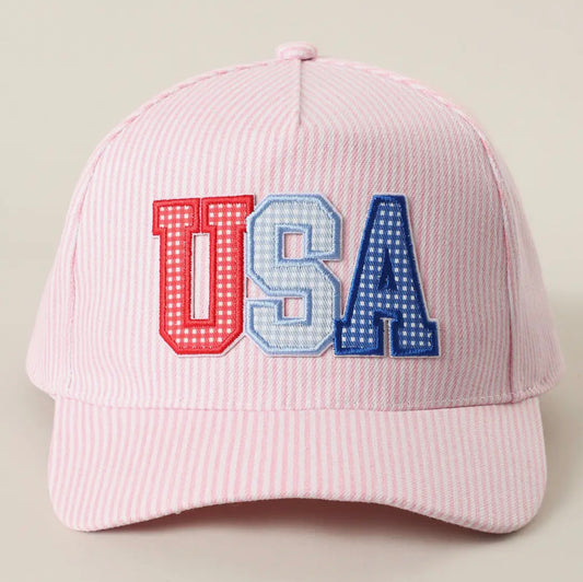 USA Embroidered Stripes Trucker Hat