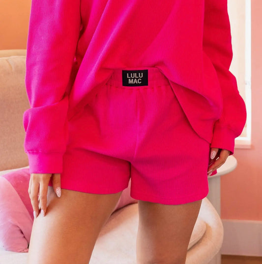 Lulu Mac Waffle Pop Hot Pink Shorts with Pockets