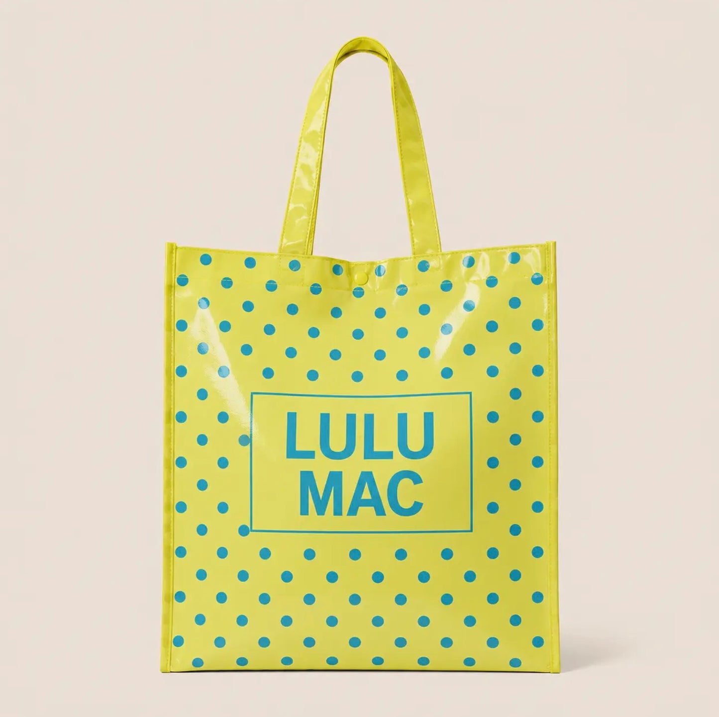 Lulu Mac Reusable Tote Yellow/Blue Polka Dots