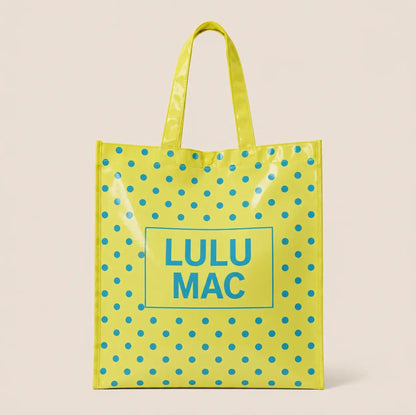 Lulu Mac Reusable Tote Yellow/Blue Polka Dots
