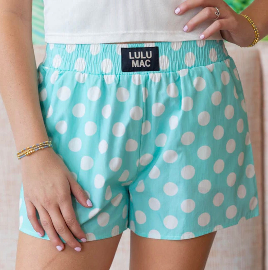 Lulu Mac Polka Dot Boxer Shorts In Teal