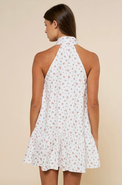 Flower Print Ribbon Tie Dress