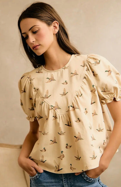 Magnolia Mallard Puff Sleeve Top
