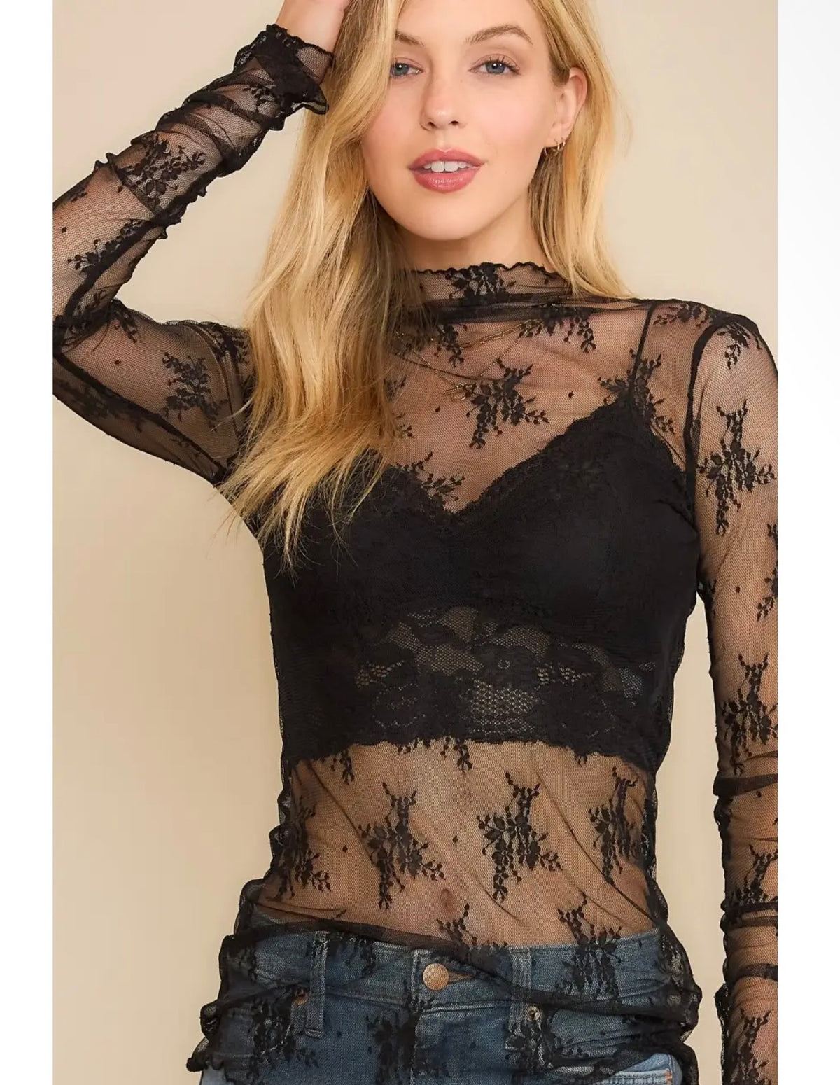 Lace Mesh Long Sleeve
