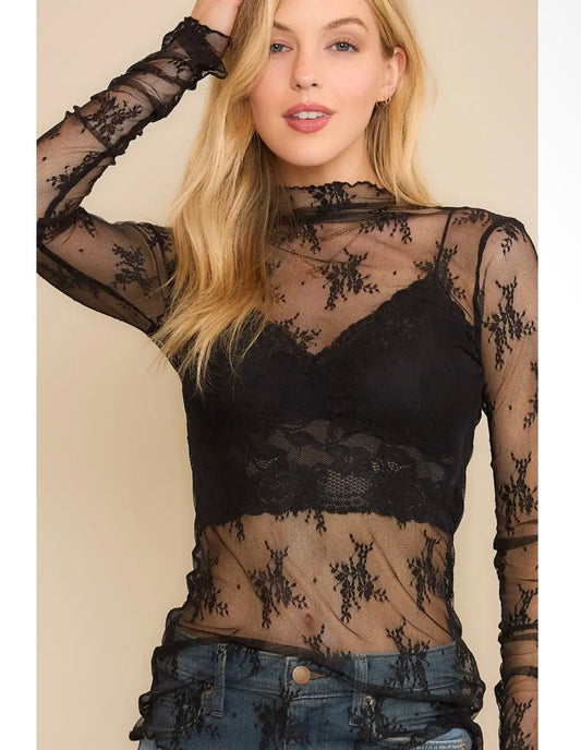 Lace Mesh Long Sleeve