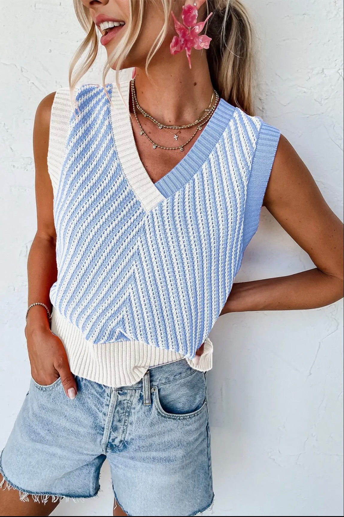 Coastal Breeze Knit Sweater Vest