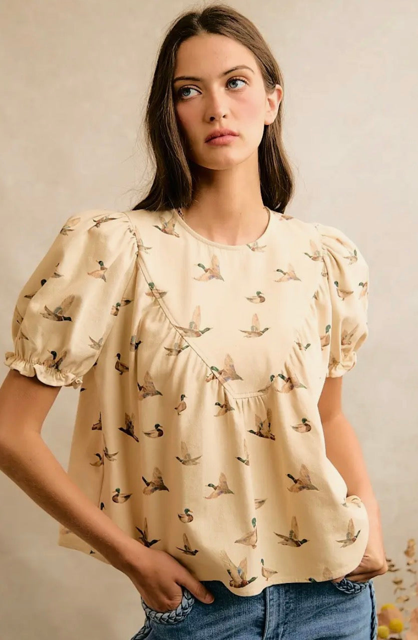 Magnolia Mallard Puff Sleeve Top